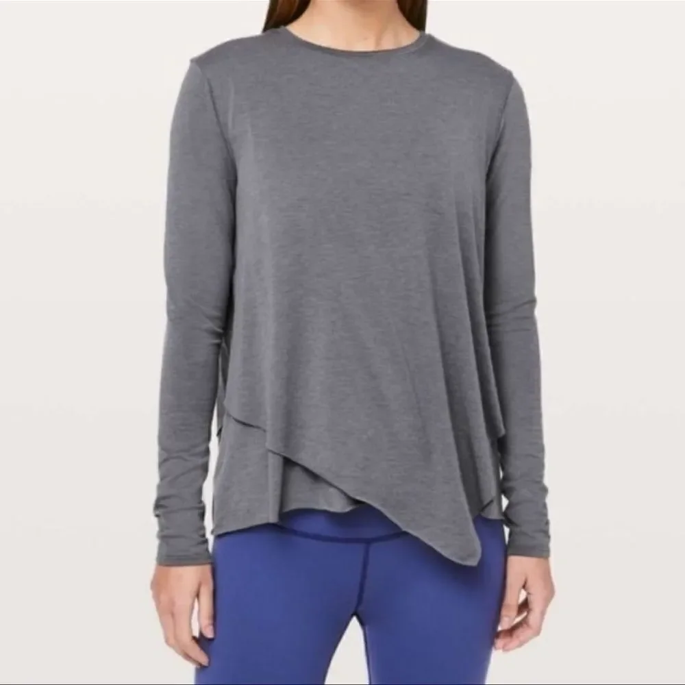 Lululemon Sweetest Day Long Sleeve Tencel Top In Heathered Titanium Size 4